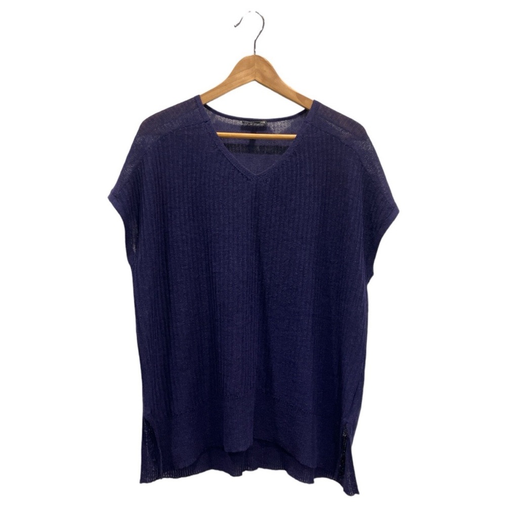 NEW‎ Eileen Fisher 100% Woolf Blue Blouse Medium Knit
